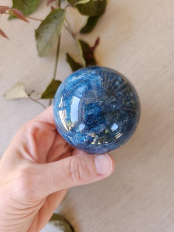 Polished Blue Apatite Sphere: Flashy Crystal Healing Stone - Image 6