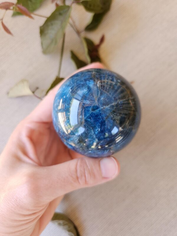 Polished Blue Apatite Sphere: Flashy Crystal Healing Stone - Image 7
