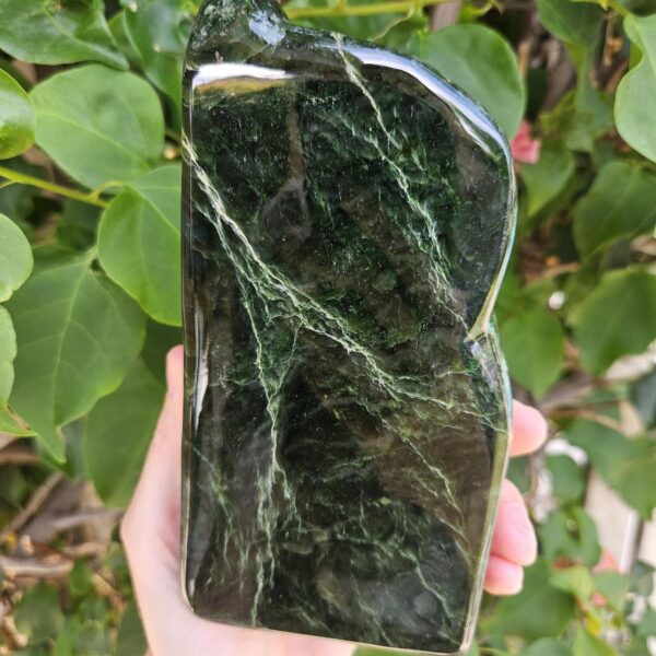 Polished Nephrite Jade Freeform: Green Stone for Luck