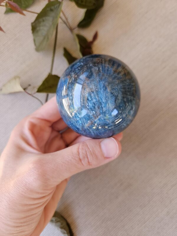 Polished Blue Apatite Sphere: Flashy Crystal Healing Stone - Image 8