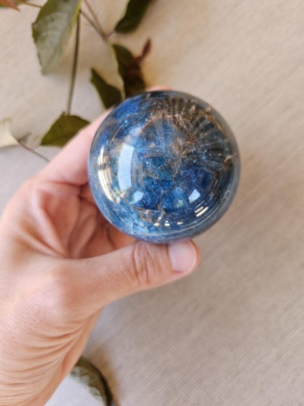 Polished Blue Apatite Sphere: Flashy Crystal Healing Stone - Image 9