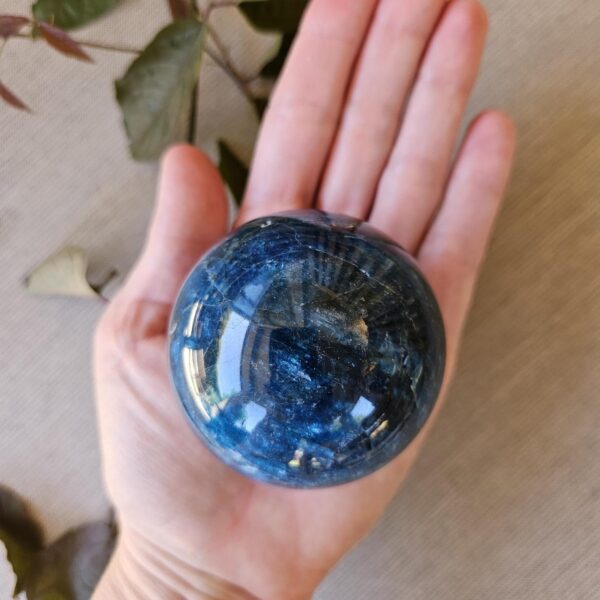 Polished Blue Apatite Sphere: Flashy Crystal Healing Stone - Image 2