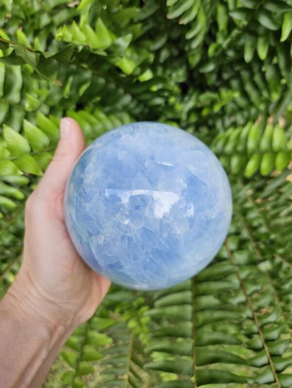 Polished Blue Calcite Sphere: Madagascar Crystal, 2lb 6oz, Quality Calcite - Image 6