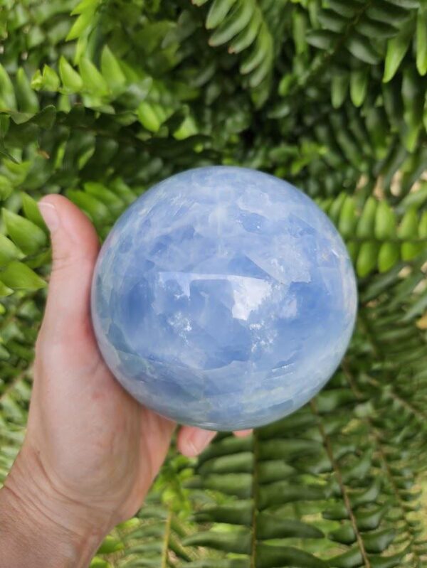 Polished Blue Calcite Sphere: Madagascar Crystal, 2lb 6oz, Quality Calcite - Image 10