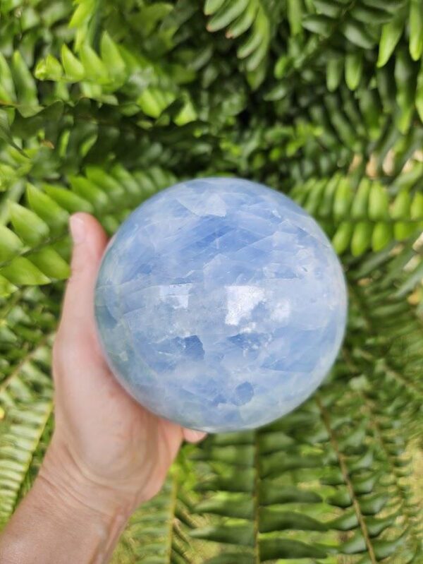 Polished Blue Calcite Sphere: Madagascar Crystal, 2lb 6oz, Quality Calcite - Image 4