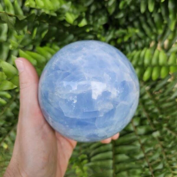 Polished Blue Calcite Sphere: Madagascar Crystal, 2lb 6oz, Quality Calcite - Image 2