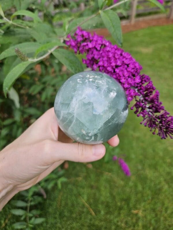 Quality Rainbow Fluorite Sphere: Polished Crystal Home Decor, 3-inch - Image 5