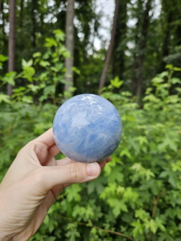 Polished Blue Calcite Sphere: Madagascar Crystal for Peace - Image 9