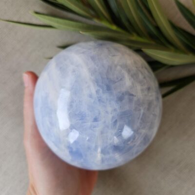 Polished Blue Calcite Sphere: Madagascar Crystal for Peace (3.25 Inches)