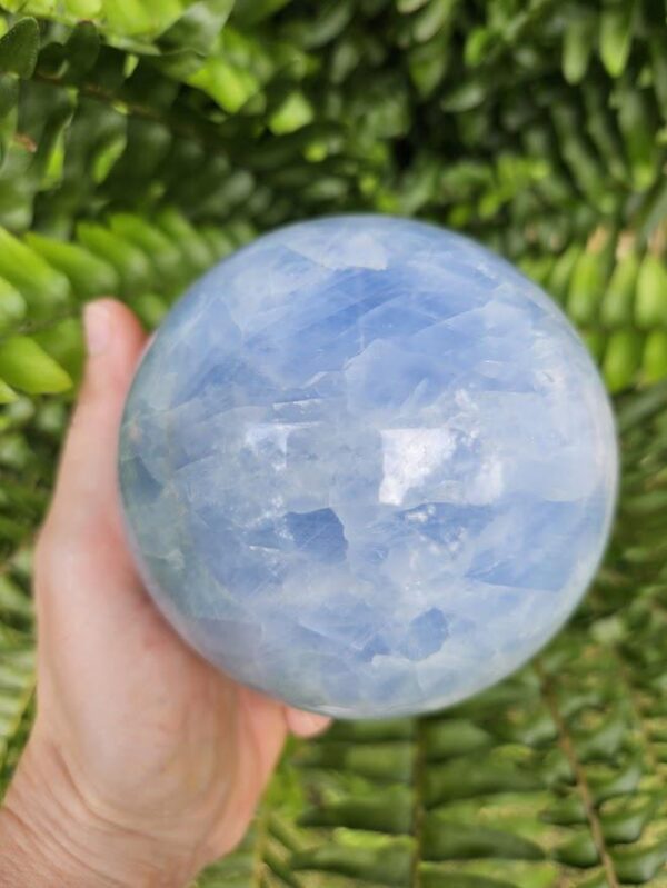 Polished Blue Calcite Sphere: Madagascar Crystal, 2lb 6oz, Quality Calcite - Image 3