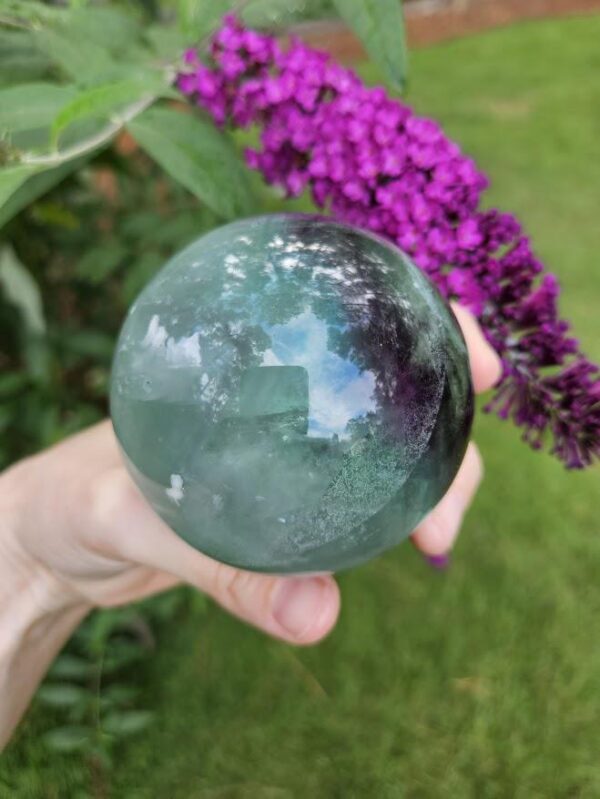 Quality Rainbow Fluorite Sphere: Polished Crystal Home Decor, 3-inch - Image 6