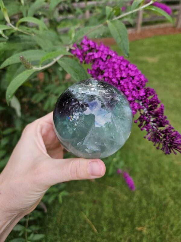 Quality Rainbow Fluorite Sphere: Polished Crystal Home Decor, 3-inch - Image 3