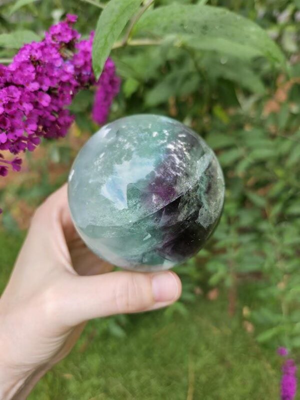 Quality Rainbow Fluorite Sphere: Polished Crystal Home Decor, 3-inch - Image 9