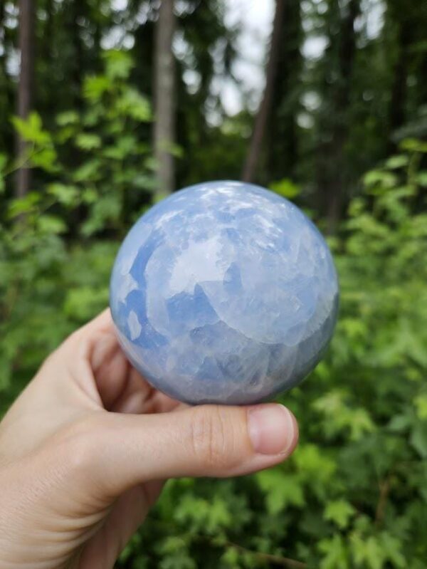 Polished Blue Calcite Sphere: Madagascar Crystal for Peace - Image 6