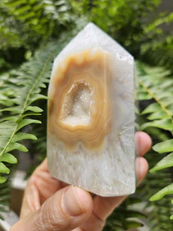 Druzy Agate Tower: Raw & Polished Crystal Point, Brazilian Crystals - Image 8