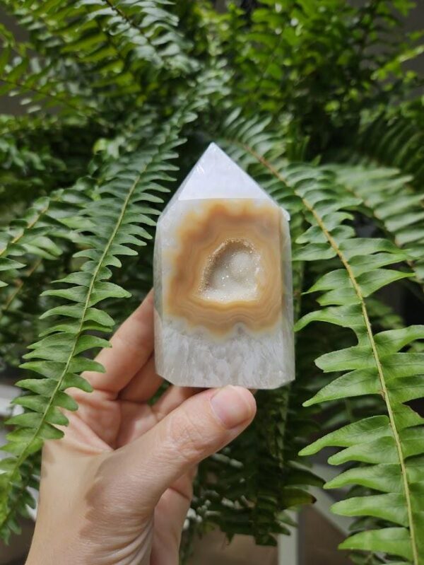Druzy Agate Tower: Raw & Polished Crystal Point, Brazilian Crystals - Image 10