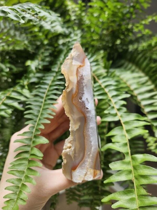 Druzy Agate Tower: Raw & Polished Crystal Point - 4.5", Brazilian Crystals - Image 5