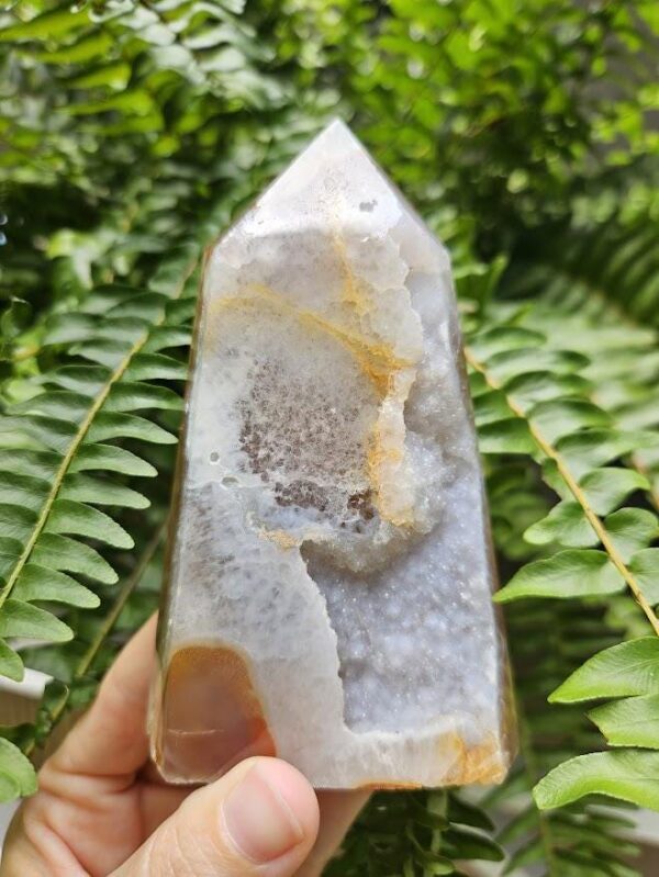 Druzy Agate Tower: Raw & Polished Crystal Point - 4.5", Brazilian Crystals - Image 2