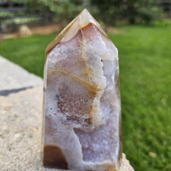 Druzy Agate Tower: Raw & Polished Crystal Point - 4.5", Brazilian Crystals