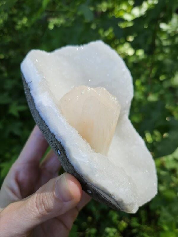 Quality White Chalcedony & Peach Stilbite Specimen: Collector's Crystal - Image 7