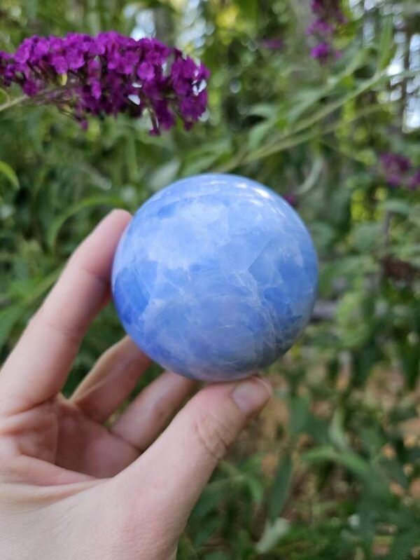 Polished Blue Calcite Sphere: Madagascar Crystal for Peace - Image 7