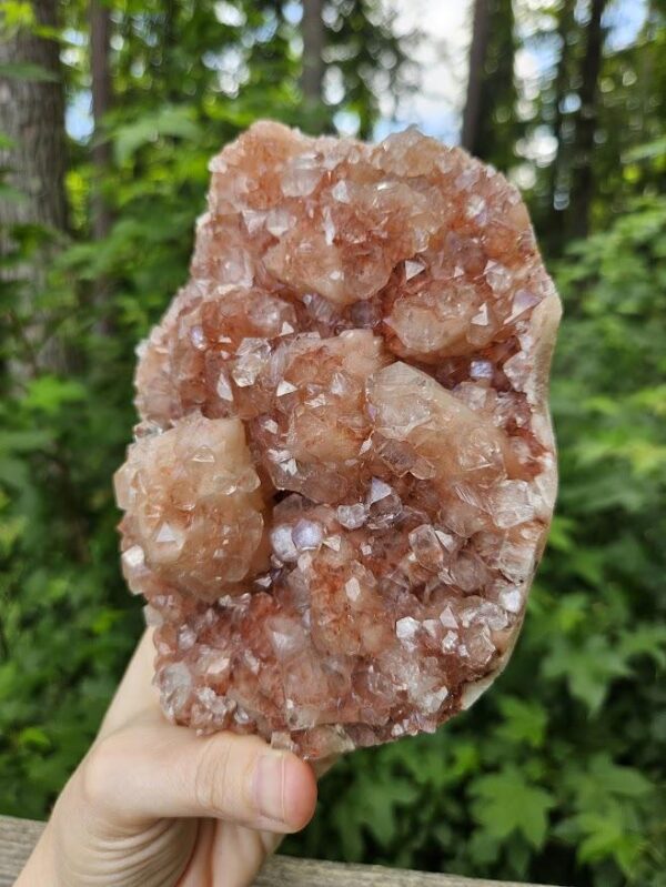 Rare! Quality Peach Stilbite Apophyllite Crystal Cluster: Raw Red Hematite Crystal, Nashik, India - Image 6