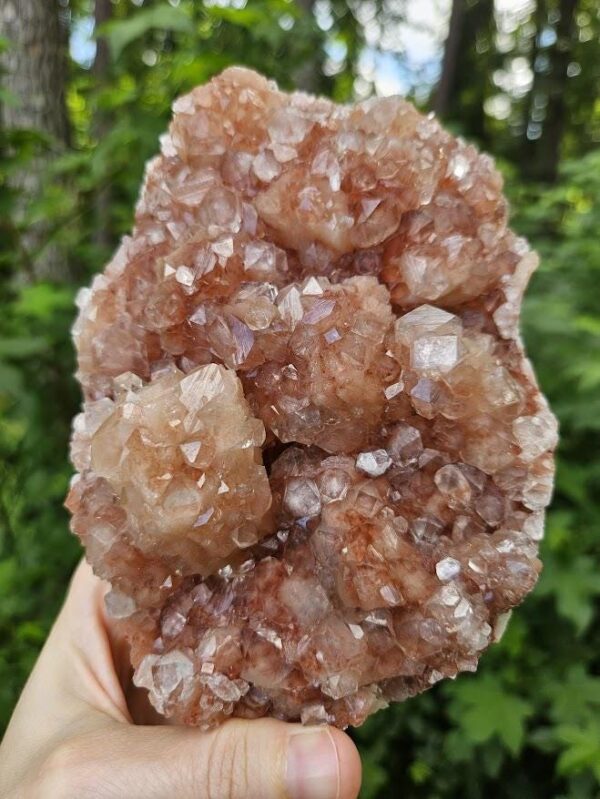 Rare! Quality Peach Stilbite Apophyllite Crystal Cluster: Raw Red Hematite Crystal, Nashik, India - Image 2