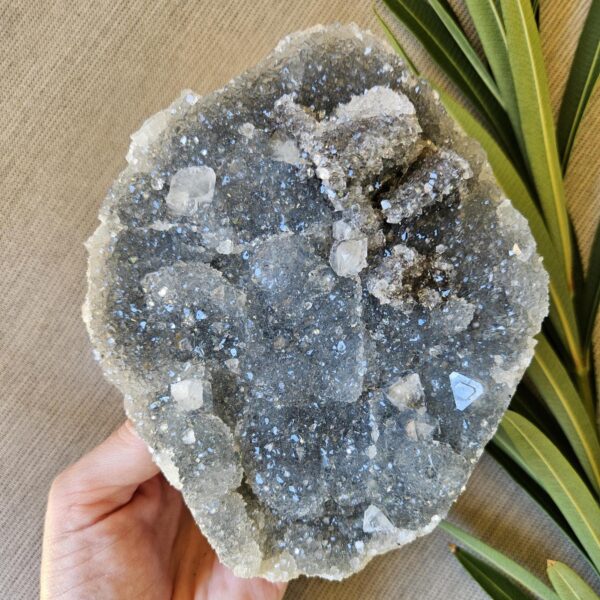 Quality Apophyllite on Blue Chalcedony Cluster: Sparkling Crystal Decor, Nashik, India