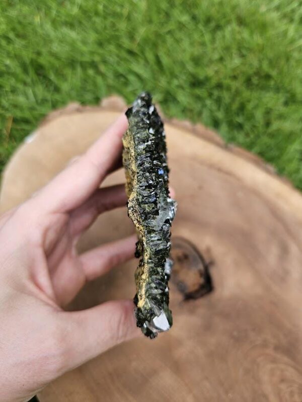 Forest Quartz Crystal: Raw Epidote & Clear Quartz Cluster - Image 5