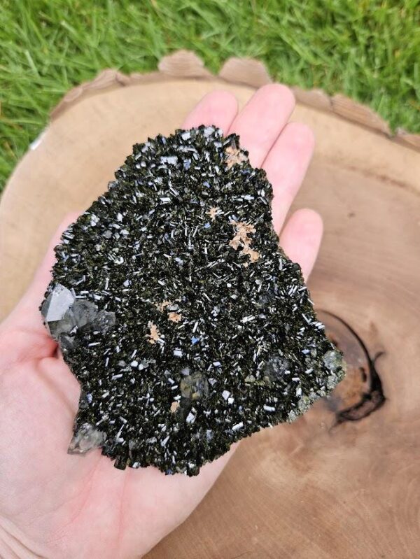 Forest Quartz Crystal: Raw Epidote & Clear Quartz Cluster - Image 3