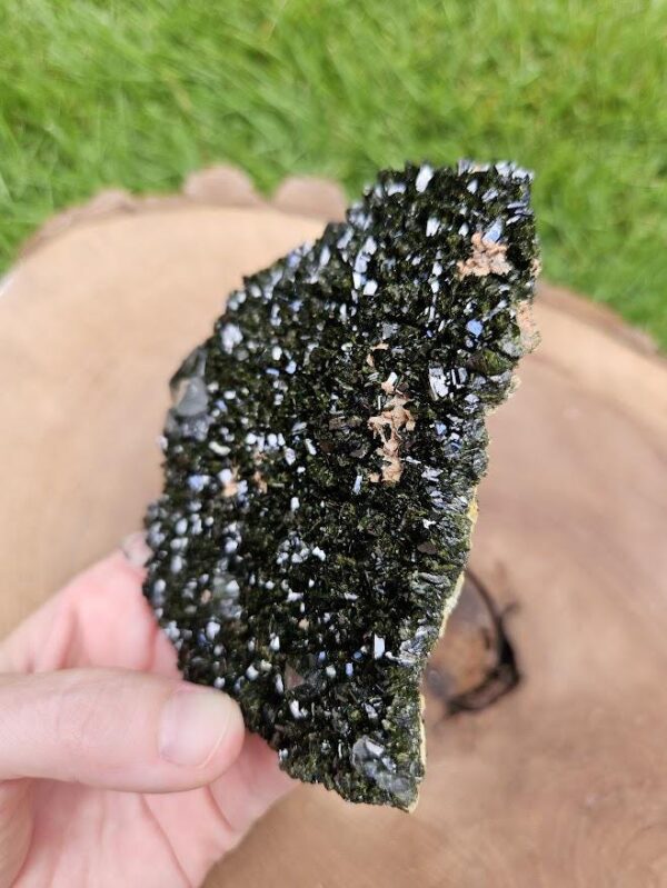 Forest Quartz Crystal: Raw Epidote & Clear Quartz Cluster - Image 7