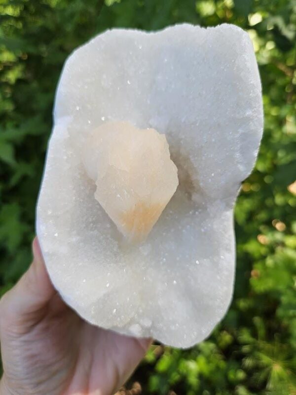 Quality White Chalcedony & Peach Stilbite Specimen: Collector's Crystal - Image 8