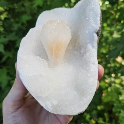 Quality White Chalcedony & Peach Stilbite Specimen: Collector's Crystal