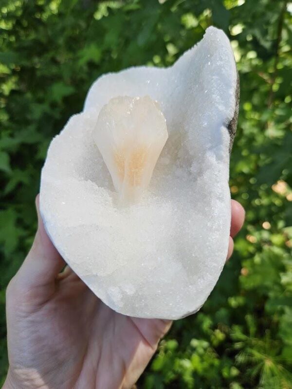 Quality White Chalcedony & Peach Stilbite Specimen: Collector's Crystal