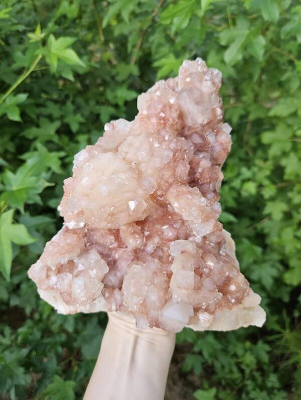 Rare! Quality Peach Stilbite Apophyllite Crystal Cluster: Red Hematite, Nashik, India - Image 5