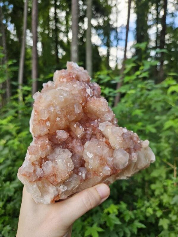 Rare! Quality Peach Stilbite Apophyllite Crystal Cluster: Red Hematite, Nashik, India - Image 8