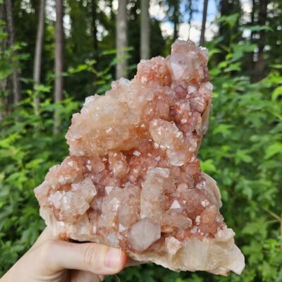 Rare! Quality Peach Stilbite Apophyllite Crystal Cluster: Red Hematite, Nashik, India