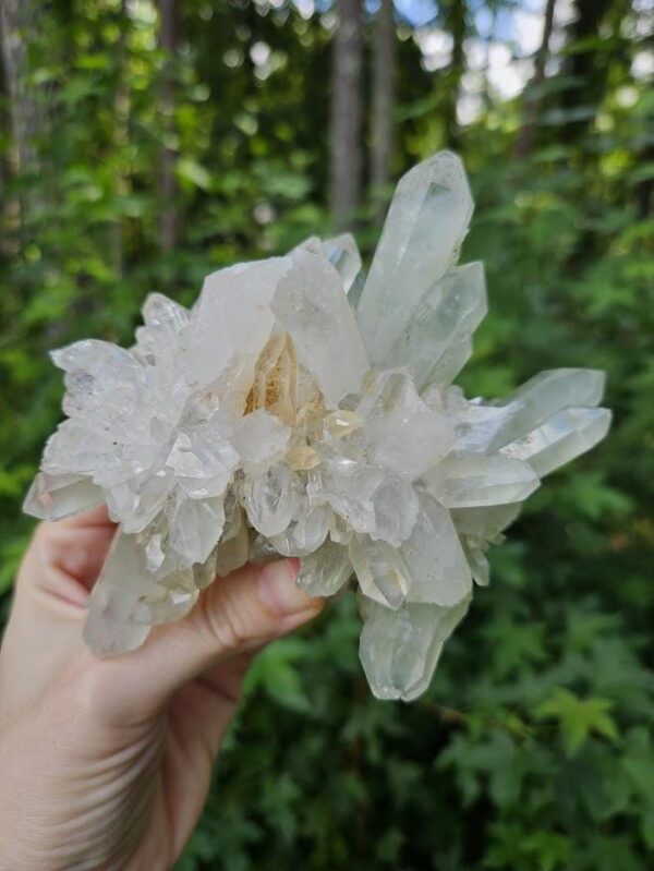 Large Turkish Quartz Crystal Cluster: Raw Epidote & Clear Quartz