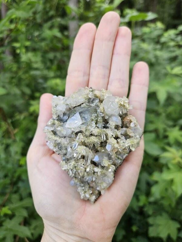 Quality Forest Quartz Crystal Cluster: Raw Epidote & Clear Quartz - Hakkari, Turkey - Image 3