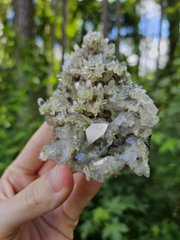 Quality Forest Quartz Crystal Cluster: Raw Epidote & Clear Quartz - Hakkari, Turkey - Image 7
