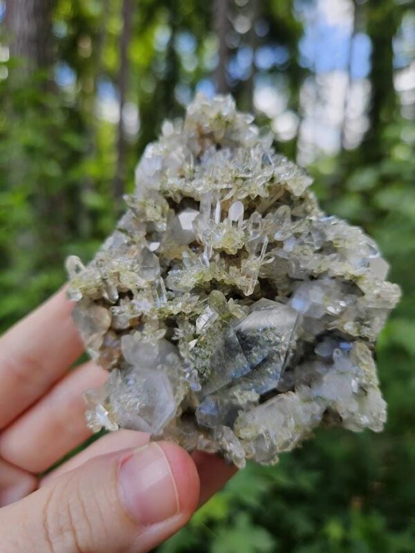 Quality Forest Quartz Crystal Cluster: Raw Epidote & Clear Quartz - Hakkari, Turkey - Image 4