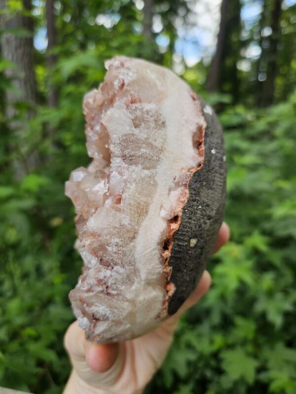 Rare! Quality Peach Stilbite Apophyllite Crystal Cluster: Raw Red Hematite Crystal, Nashik, India - Image 4