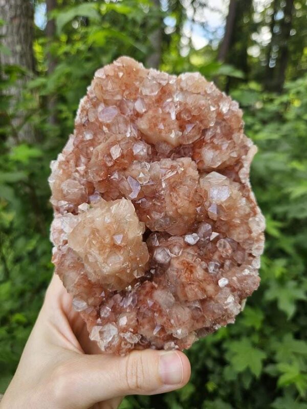 Rare! Quality Peach Stilbite Apophyllite Crystal Cluster: Raw Red Hematite Crystal, Nashik, India