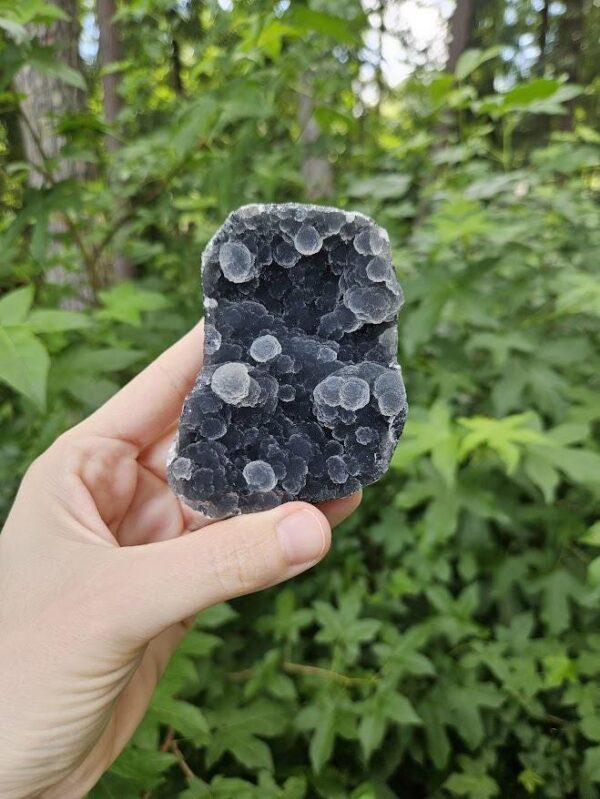 Quality Botryoidal Chalcedony Cluster: Blue Gray Black Crystal Home Decor, Nashik, India - Image 2