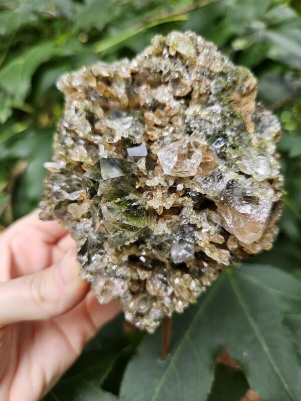 Raw Epidote Quartz Crystal Cluster: Forest Quartz from Turkey - Image 2