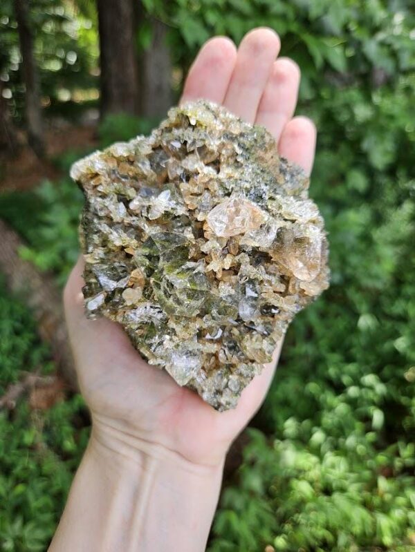 Raw Epidote Quartz Crystal Cluster: Forest Quartz from Turkey - Image 5
