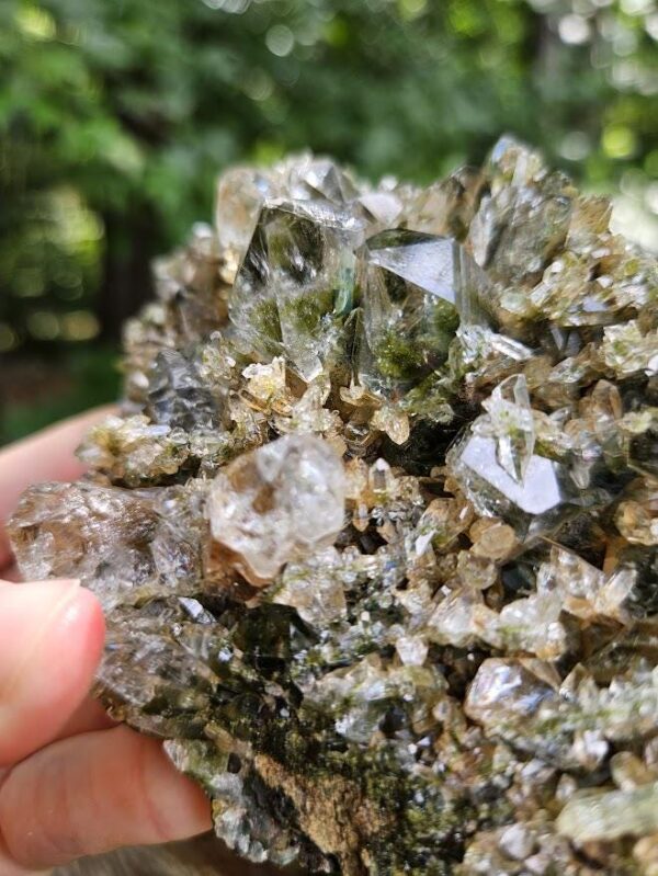 Raw Epidote Quartz Crystal Cluster: Forest Quartz from Turkey - Image 7