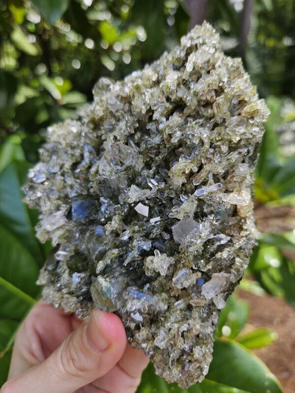 Forest Quartz Crystal Cluster: Raw Epidote & Clear Quartz from Turkey - Image 3