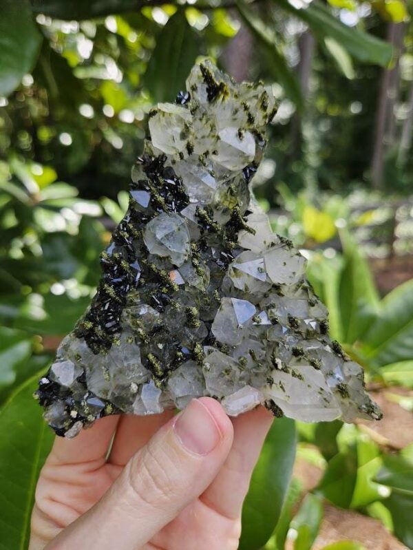 Raw Epidote and Clear Quartz Cluster: Turkish Forest Quartz Crystal, Quality Crystals - Image 3