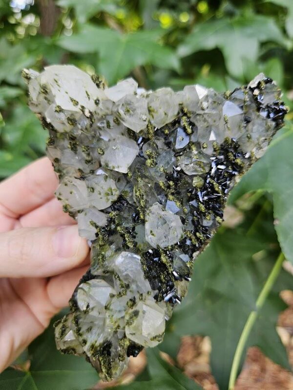 Raw Epidote and Clear Quartz Cluster: Turkish Forest Quartz Crystal, Quality Crystals - Image 9